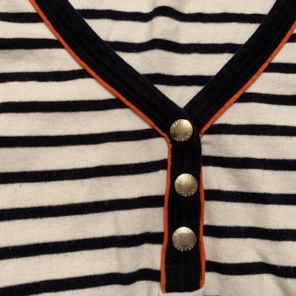 womens S chaps tank top navy‎ white striped orange - Picture 2 of 5
